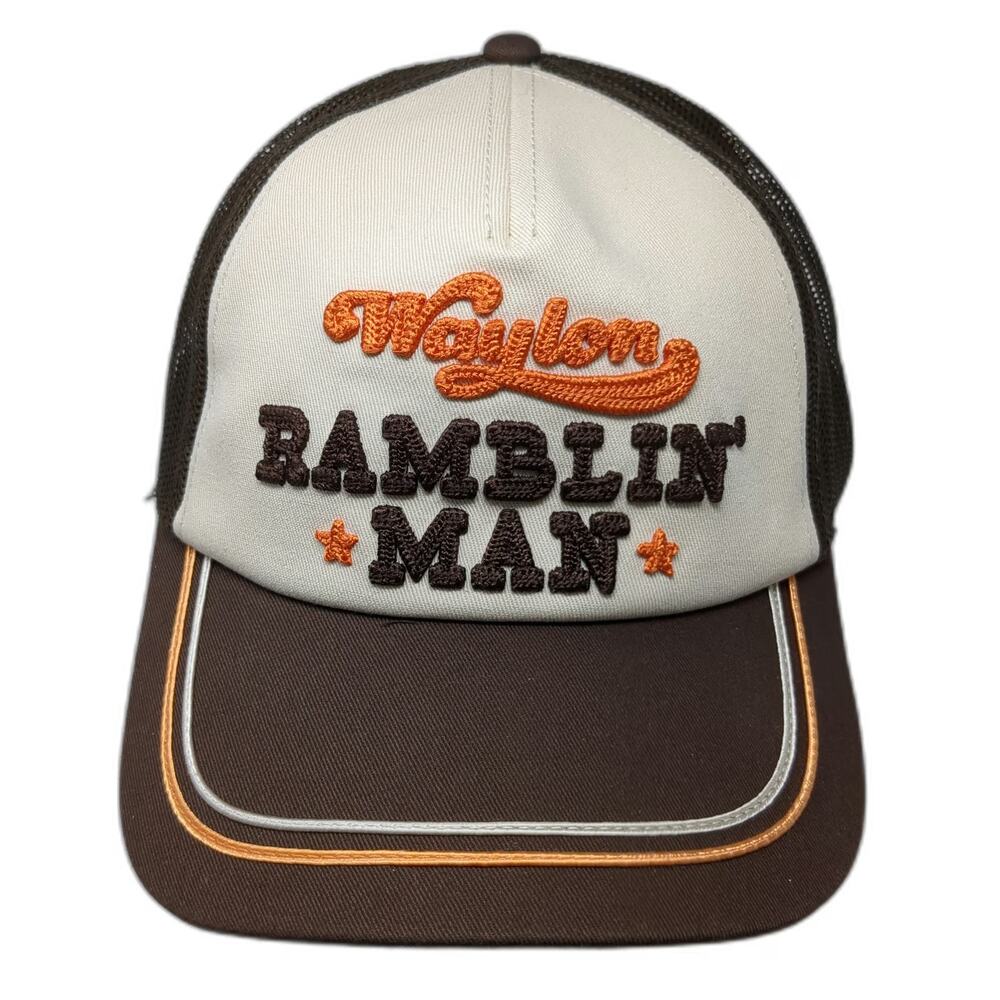 American Needle Trucker Hat Brown OS Waylon Ramblin Man Mesh Back Piping W/Tags